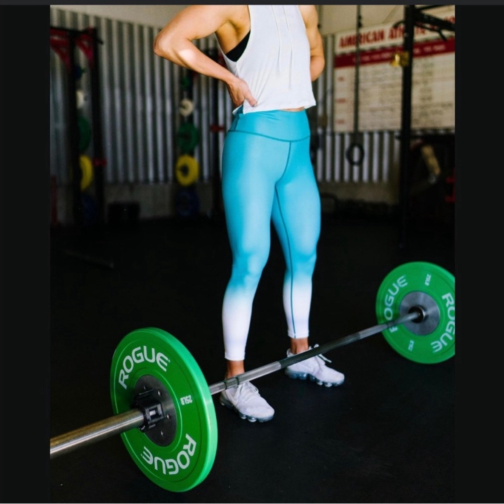 Zyia Teal Venom Athletic Compression Workout Leggings Ombré Snake Yoga HIIT